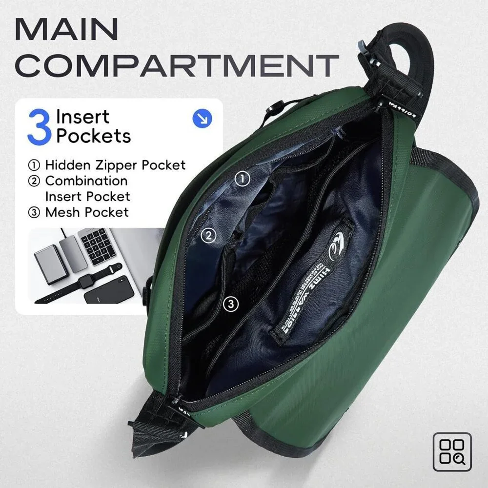 Unisex Water-Resistant Crossbody Bag Minimalist Shoulder Bag with Pockets